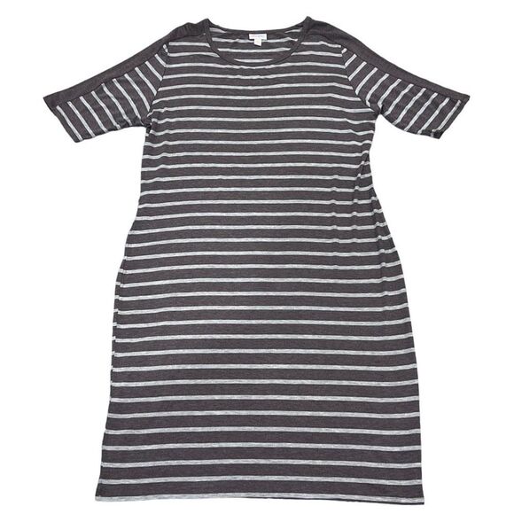 Plus Size Brown White Striped Bodycon LuLaRoe Bodycon Julia - Picture 2 of 11